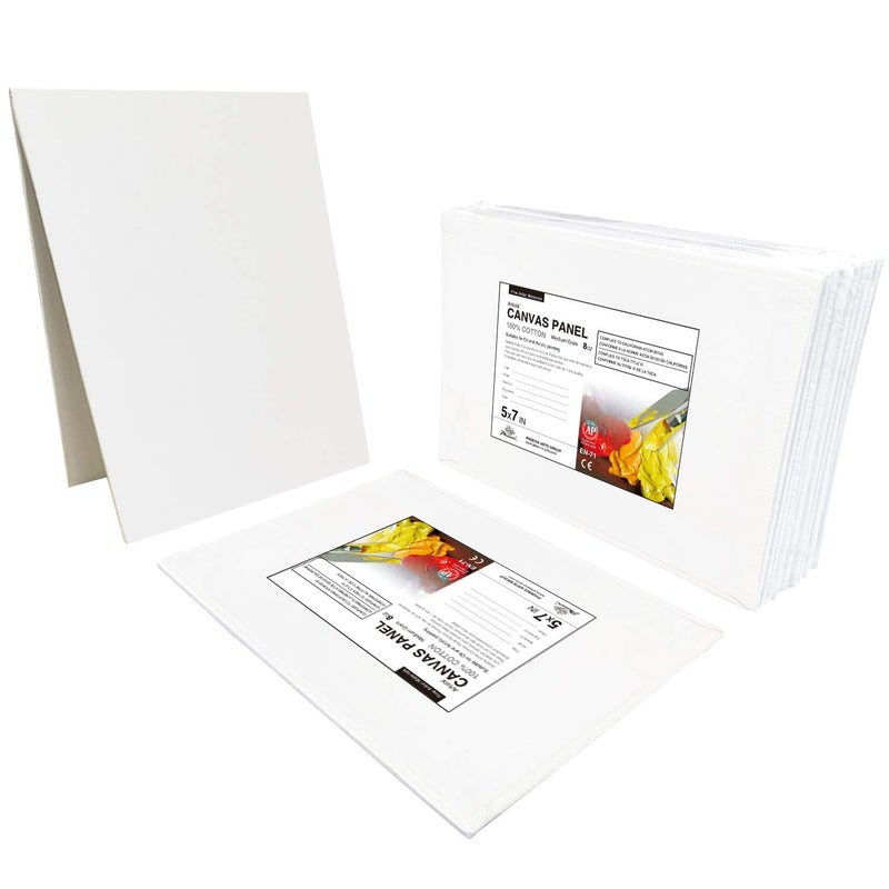 PHOENIX Small Painting Canvas Panels 5x7 Inch, 12 Value Pack - 8 Oz Triple Primed 100% Cotton Acid Free Canvas Boards for Painting, White Blank Flat Canvas Boards for Acrylic, Oil Paints - Image 5